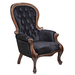 Кресло с мягкой обивкой из черного велюра на 4-х деревянных ножках Evelyn Classical Armchair варинант исполнения - 1 | Loft Concept в Рязани