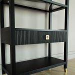 Стеллаж Elsa Dreams Black со стеклянными полками и ящиком варинант исполнения - 2 | Loft Concept в Рязани