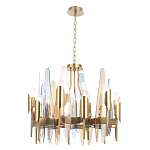 Люстра с вертикальными стеклянными элементами и металлическим каркасом цвета Латунь Vertical Glass варинант исполнения - 1 | Loft Concept в Рязани