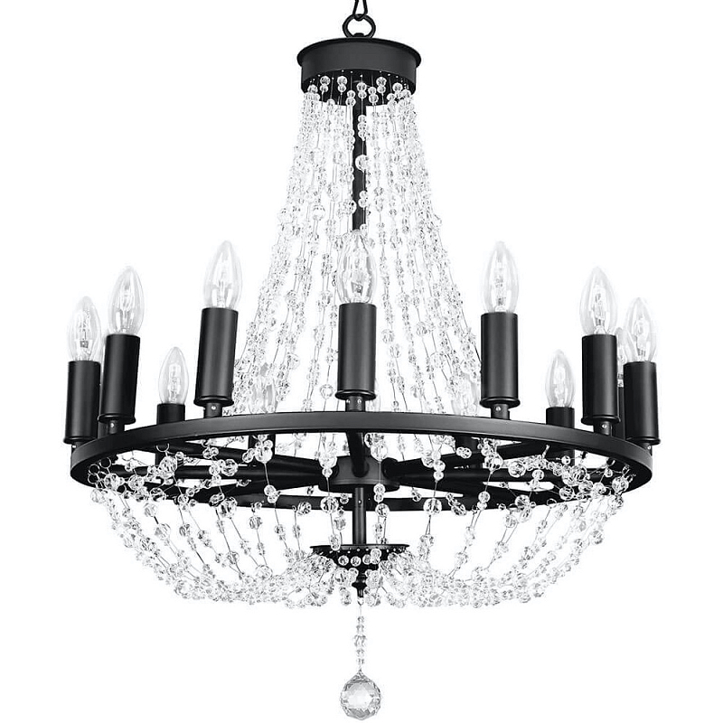 Люстра Brutal Crystal Chandelier 14 Черный Прозрачный Люстра Brutal Crystal Chandelier 14 Черный Прозрачный в Рязани | Loft Concept