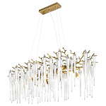 Люстра подвесная прямоугольная с бронзовыми акцентами и прозрачными стеклянными каплями Droplet Chandelier варинант исполнения - 3 | Loft Concept в Рязани