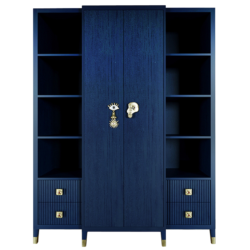 Большой шкаф с витриной Elsa Dreams Blue Синий Золотой Большой шкаф с витриной Elsa Dreams Blue Синий Золотой в Рязани | Loft Concept
