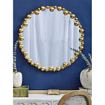 Зеркало круглое в фактурной золотистой раме из металла Mirror Golden Placer варинант исполнения - 3 | Loft Concept в Рязани