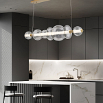 Подвесной светильник линейный с прозрачными стеклянными шарами разного диаметра Eurofase варинант исполнения - 16 | Loft Concept в Рязани