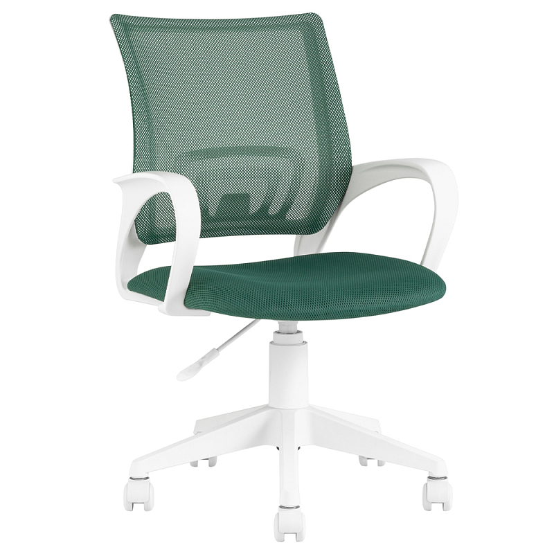 Офисное кресло с основанием из белого пластика Desk chairs Green Зеленый Белый Офисное кресло с основанием из белого пластика Desk chairs Green Зеленый Белый в Рязани | Loft Concept