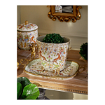 Кашпо с растительным и животным орнаментом на бронзовых ножках Turquoise Blooming Garden варинант исполнения - 6 | Loft Concept в Рязани