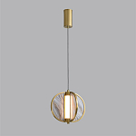 Подвесной светильник с круглым плафоном из искусственного алебастра в бронзовой оправе Marbella варинант исполнения - 4 | Loft Concept в Рязани