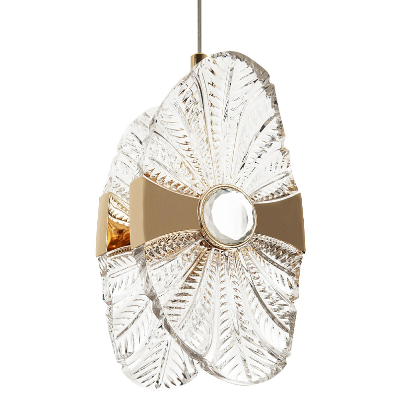 Подвесной светильник из хрусталя Fleuretta Crystal Gold Hanging Lamp Прозрачное Стекло Золотой Подвесной светильник из хрусталя Fleuretta Crystal Gold Hanging Lamp Прозрачное Стекло Золотой в Рязани | Loft Concept