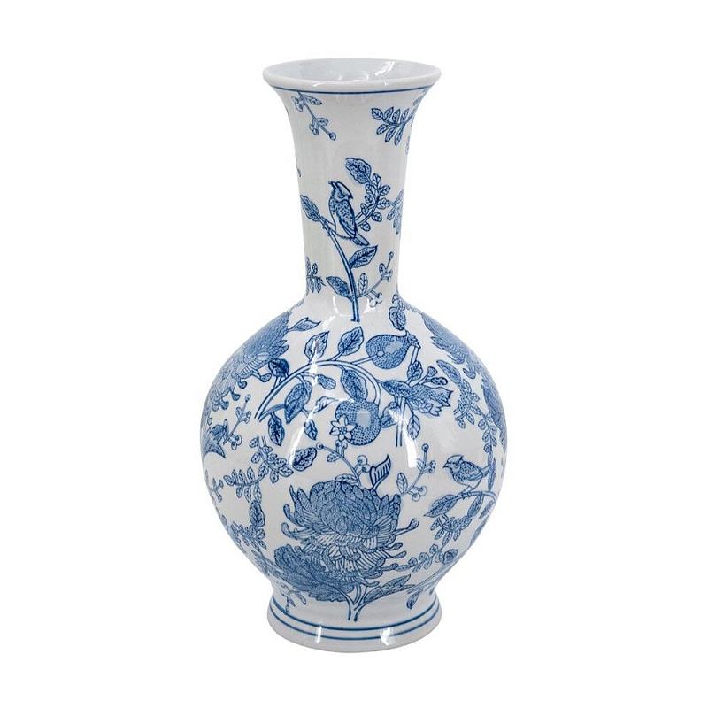 Ваза фарфоровая с синими цветочными мотивами Independence Голубой Белый в Рязани | Loft Concept 