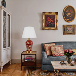 Настольная лампа бордовая с изображением птиц Slip Away варинант исполнения - 5 | Loft Concept в Рязани