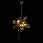 Люстра подвесная со стеклянными плафонами из дымчатого и золотистого с шестью вертикальными подвесками Gilded Mirage  варинант исполнения - 6 | Loft Concept в Рязани