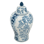 Ваза с крышкой и голубым цветочным рисунком на белом фоне Blue & White Ornament варинант исполнения - 1 | Loft Concept в Рязани
