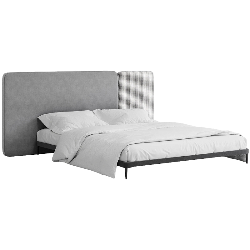Кровать с большим мягким изголовьем Unity Grey Bed Серый Темно-серый Кровать с большим мягким изголовьем Unity Grey Bed Серый Темно-серый в Рязани | Loft Concept