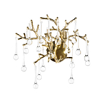 Бра в форме ветвей деревьев золотого цвета с прозрачными подвесками-каплями Droplet Bra варинант исполнения - 3 | Loft Concept в Рязани