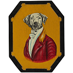 Картина в раме Chinoiserie Grey Dog Yellow Portrait варинант исполнения - 1 | Loft Concept в Рязани
