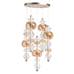 Люстра с плафонами из прозрачного и янтарного стекла в виде шаров и ромбов Gabriel Scott Luna варинант исполнения - 2 | Loft Concept в Рязани