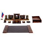 Настольный письменный набор с часами из природного камня обсидиана Royal Set варинант исполнения - 1 | Loft Concept в Рязани