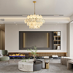 Люстра четырехъярусная с подвесками в форме дисков Cryptocrystalline Stone варинант исполнения - 6 | Loft Concept в Рязани