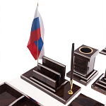 Настольный письменный набор из природного камня обсидиана с декором в виде орла Golden Eagle варинант исполнения - 4 | Loft Concept в Рязани