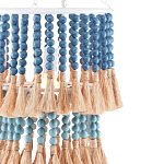 Подвесной светильник двухъярусный с декором из круглых деревянных бусин с кисточками Blue Wooden Beads Chandelier варинант исполнения - 1 | Loft Concept в Рязани