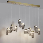 Подвесной светильник линейный с плафонами волнистой формы из фактурного стекла Big Wave варинант исполнения - 4 | Loft Concept в Рязани