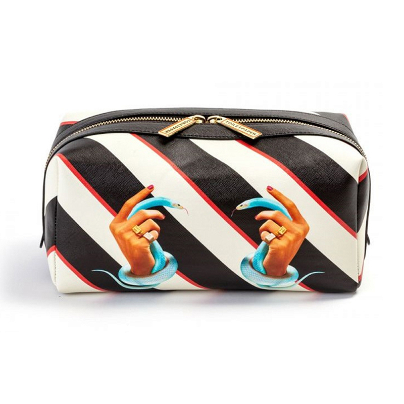Косметичка Seletti Stripes Hands with Snakes Черный Белый Голубой Бежевый Косметичка Seletti Stripes Hands with Snakes Черный Белый Голубой Бежевый в Рязани | Loft Concept