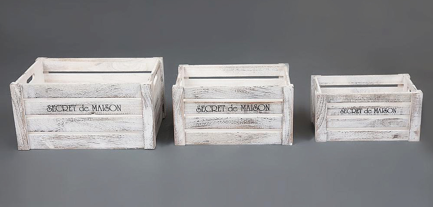 Набор из трёх ящиков Set of three antique white boxes  - Loft-Concept в Рязани