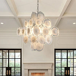 Люстра  с каскадом из круглых декоративных элементов  White Clear Glass Chandelier варинант исполнения - 4 | Loft Concept в Рязани