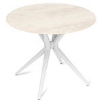 Стол обеденный с круглой столешницей из керамики на четырех белых ножках Sand Ceramics варинант исполнения - 3 | Loft Concept в Рязани