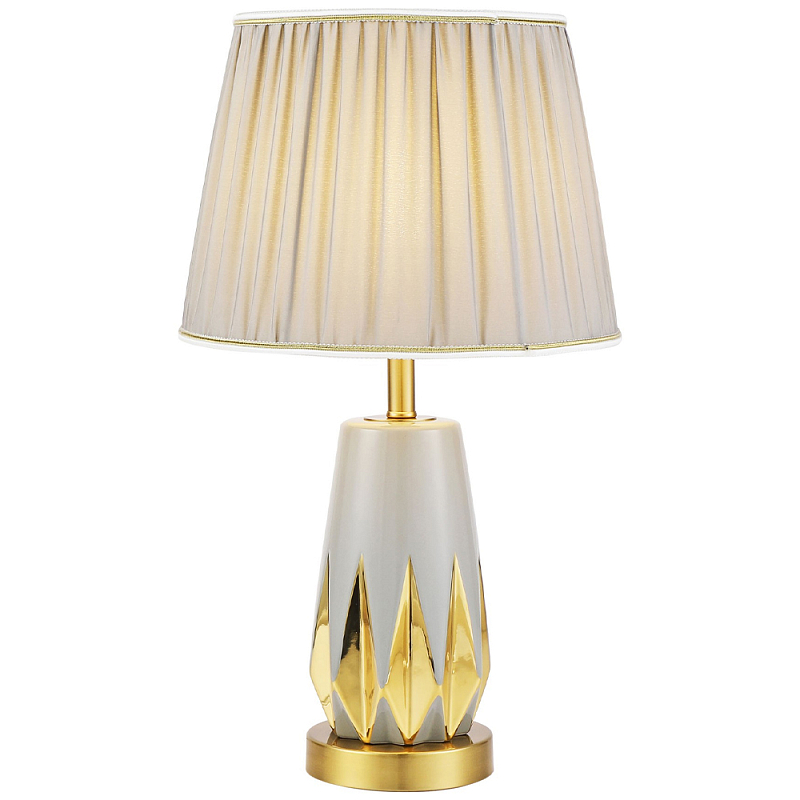 Настольная лампа с абажуром Femia Grey Gold Table Lamp Серый Золотой Настольная лампа с абажуром Femia Grey Gold Table Lamp Серый Золотой в Рязани | Loft Concept