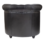 Кресло кожаное с мягкими подлокотниками на 4-х деревянных ножках Logan Leather Armchair black варинант исполнения - 3 | Loft Concept в Рязани