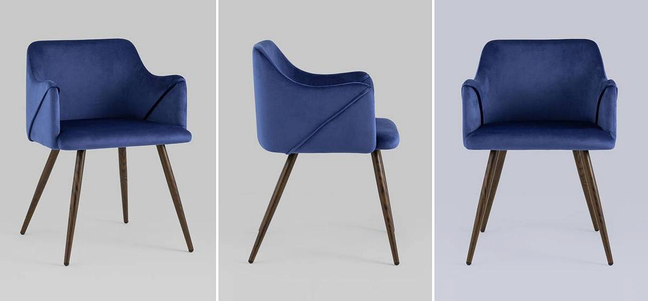 Стул Monarch Chair Синий Велюр Стул Monarch Chair Синий Велюр - Loft-Concept в Рязани