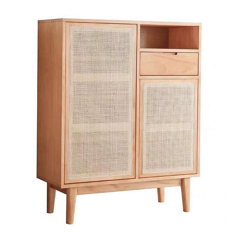 Комод с плетеными дверками и открытой нишей с ящиком Dora Sideboard Бежевый Комод с плетеными дверками и открытой нишей с ящиком Dora Sideboard Бежевый в Рязани | Loft Concept