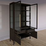 Витрина Primo со стеклянными фасадами и буфетом шпон Темный орех варинант исполнения - 4 | Loft Concept в Рязани