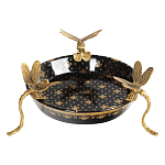 Блюдо черного цвета из фрафора на бронзовых ножках в виде стрекоз Eden Garden варинант исполнения - 2 | Loft Concept в Рязани