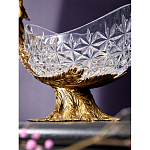 Чаша из прозрачного стекла на бронзовой подставке в виде павлина с рельефным хвостом Eden Garden варинант исполнения - 5 | Loft Concept в Рязани