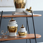 Ваза белая с крышкой и золотистыми фрагментами Chinoiserie Ceramics варинант исполнения - 2 | Loft Concept в Рязани