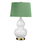 Настольная лампа с белым фигурным основанием на латунном основании и зеленым тканевым конусным абажуром Elstead Lighting варинант исполнения - 1 | Loft Concept в Рязани