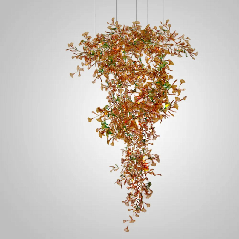 Люстра на ветвистом каркасе с листьями Amber  Floral Attraction Янтарный Латунь в Рязани | Loft Concept 