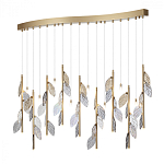 Люстра с золотистыми трубками и прозрачными стеклянными листьями на подвесах Sylva  варинант исполнения - 3 | Loft Concept в Рязани