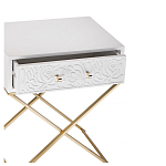 Приставной столик с выдвижным ящиком  White Table Carved Pattern варинант исполнения - 2 | Loft Concept в Рязани