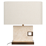 Настольная лампа с прямоугольным основанием из натурального камня c тканевым абажуром Lapis Tiburtinus варинант исполнения - 1 | Loft Concept в Рязани