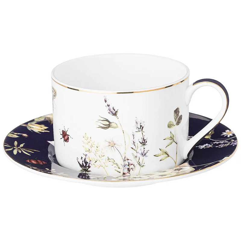 Чайная пара из фарфора с рисунком цветов 190 мл Garden Whisper Porcelain Set Белый Темно-синий Мульти Чайная пара из фарфора с рисунком цветов 190 мл Garden Whisper Porcelain Set Белый Темно-синий Мульти в Рязани | Loft Concept