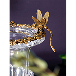 Ваза из прозрачного стекла на бронзовой подставке с ободком и ручками в виде стрекоз Eden Garden варинант исполнения - 3 | Loft Concept в Рязани