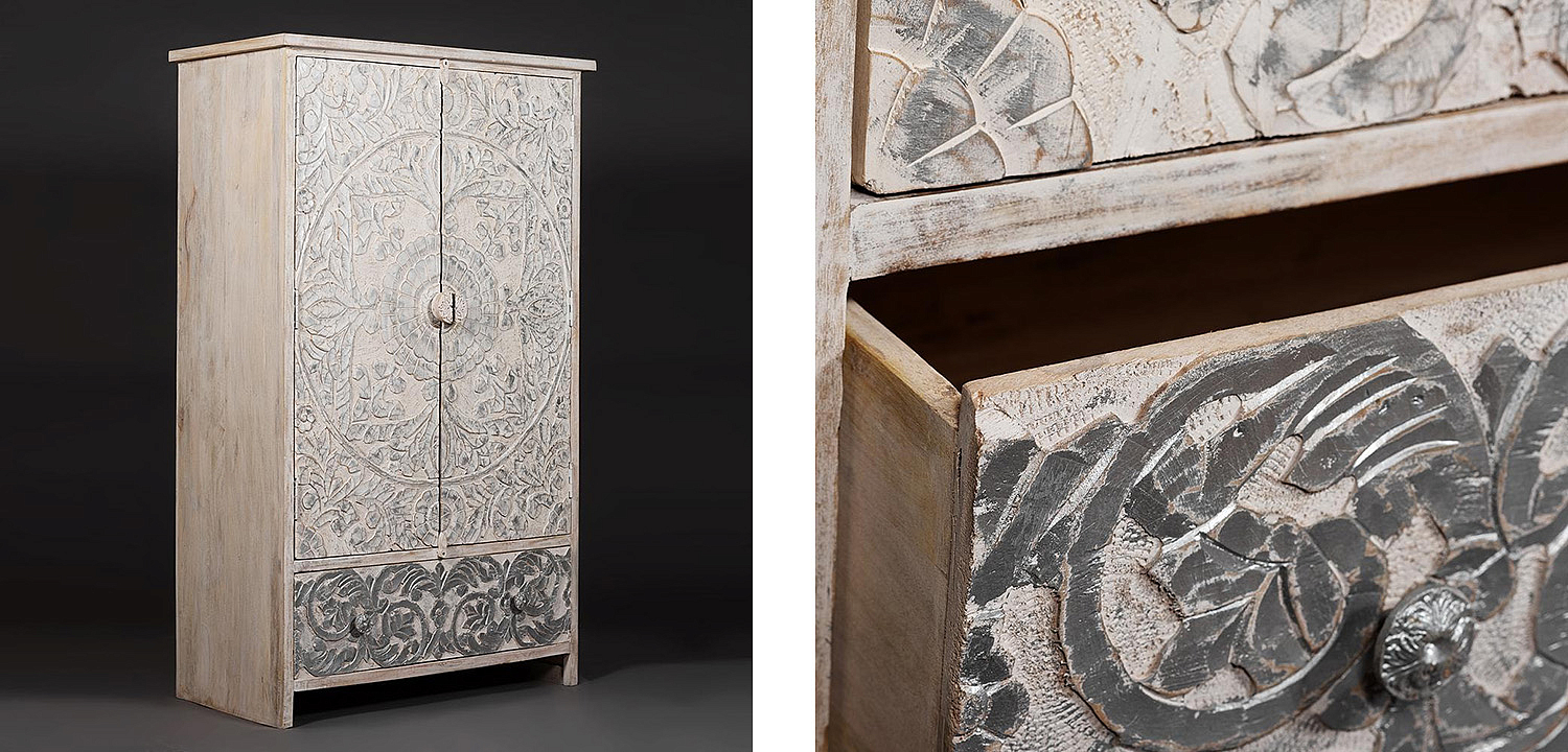 Шкаф Indian antique white Cupboard - Loft-Concept в Рязани