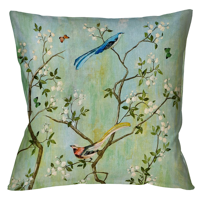 Декоративная подушка Beige and Green Chinoiserie 4 Зеленый шалфей Бежевый Декоративная подушка Beige and Green Chinoiserie 4 Зеленый шалфей Бежевый в Рязани | Loft Concept