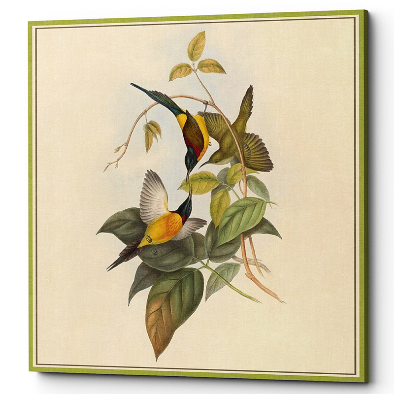 Постер на холсте с изображением птиц и цветов Blooming Birds Poster Мульти Бежевый Постер на холсте с изображением птиц и цветов Blooming Birds Poster Мульти Бежевый в Рязани | Loft Concept