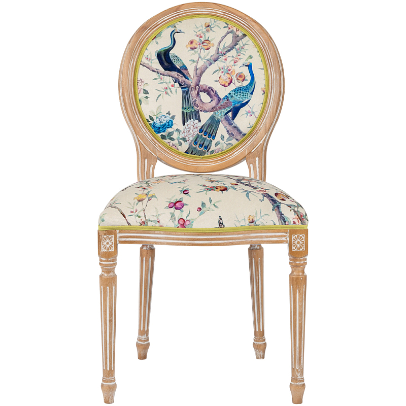 Стул из массива бука с изображением птиц и цветов Beige Green Chinoiserie Garden Chair Мульти Бежевый Салатовый Стул из массива бука с изображением птиц и цветов Beige Green Chinoiserie Garden Chair Мульти Бежевый Салатовый в Рязани | Loft Concept