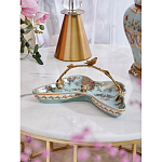 Блюдо из голубого фарфора с бронзовой ручкой в виде ветки Blue Garden варинант исполнения - 3 | Loft Concept в Рязани