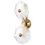 Бра с ветвистыми бронзовыми элементами и стеклянными рифлеными дисками Textured Glass Bra варинант исполнения - 1 | Loft Concept в Рязани